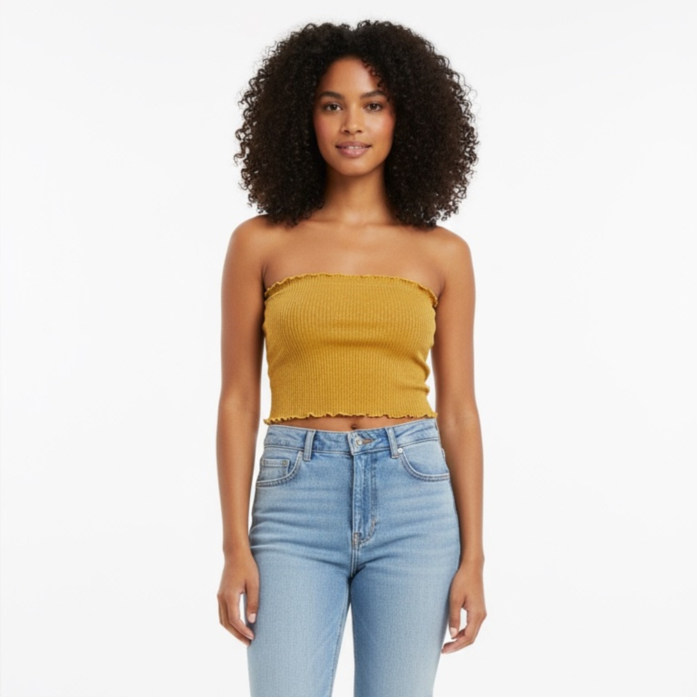 🧡 Mustard yellow tube top #y2kfashion #indie
